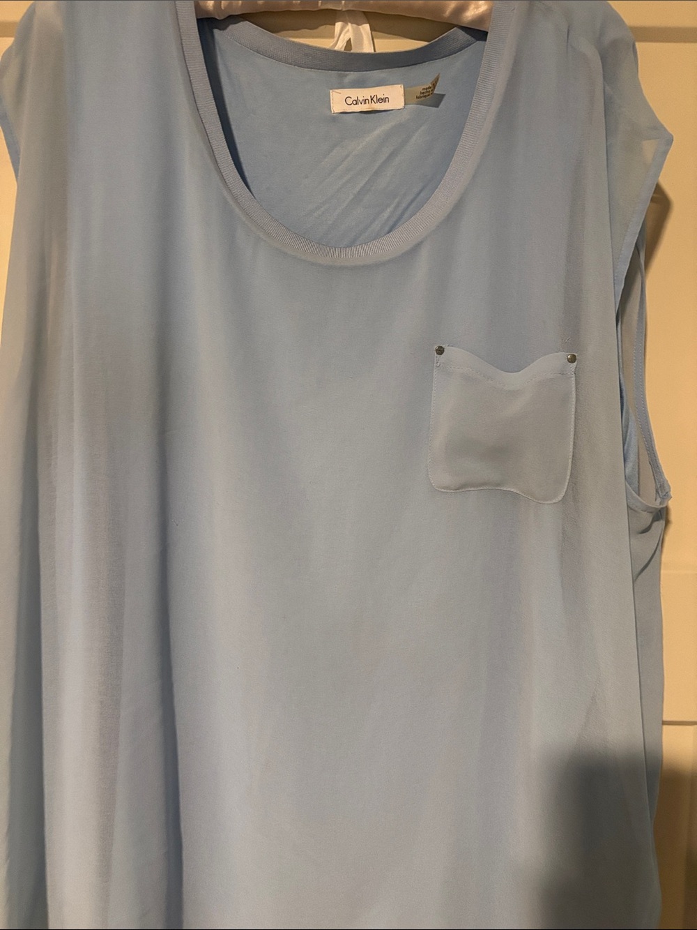 Calvin Klein Pale Blue Sleeveless Pocket Tank